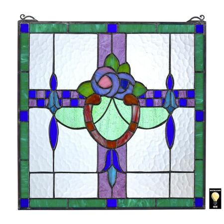 DESIGN TOSCANO Nightshade Arts and Crafts Tiffany-Style Stained Glass Window TF803